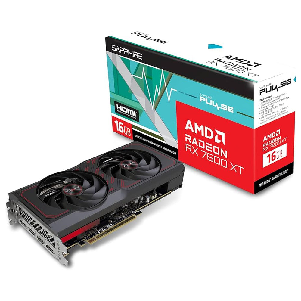 TARJETA DE VIDEO SAPPHIRE (11339-04-20G) PULSE RADEON RX 7600 XT, 16GB GDDR6, 2810MHZ, 2*DP, 2*HDMI