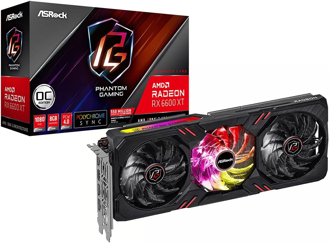 TARJETA DE VIDEO ASROCK AMD RADEON RX 6600 XT 8GB GDDR6X 128BITS PCIE4.0x4 PHANTOM GAMING D