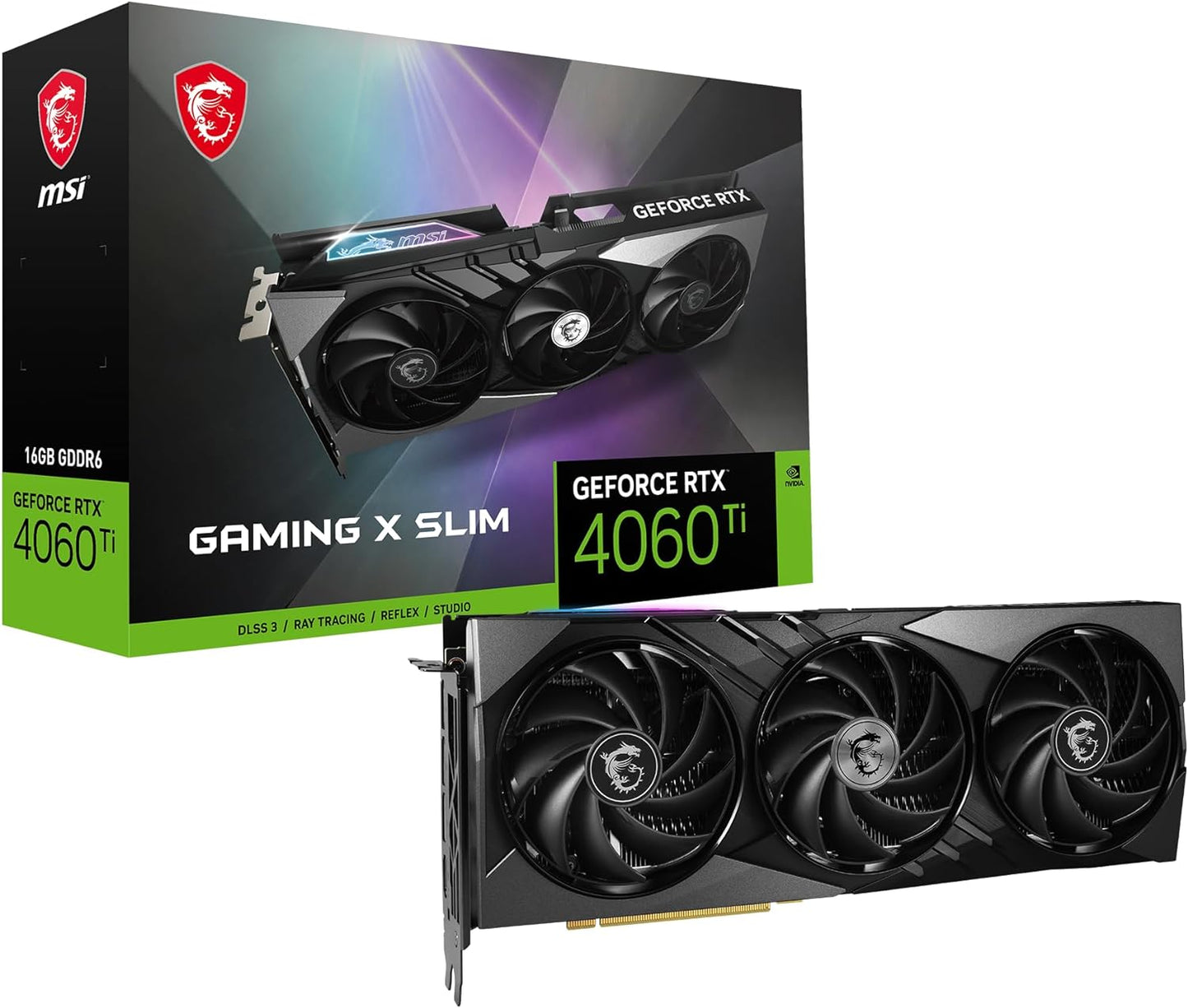 TARJETA DE VIDEO MSI (RTX 4060 TI GAMING X SLIM 16G) 16GB GDDR6 2685MHZ HDMI 3xDP