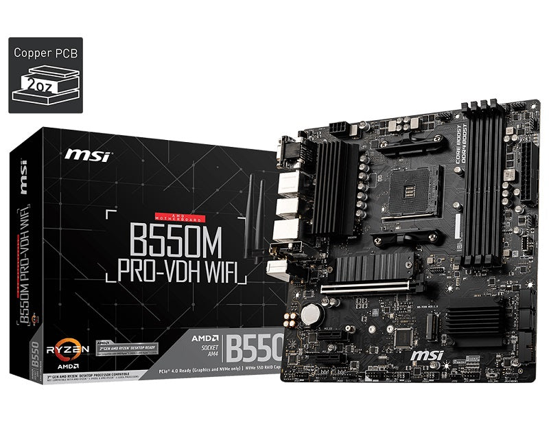 TARJETA MADRE MSI B550M PRO-VDH WIFI AM4 4xDDR4 MATX