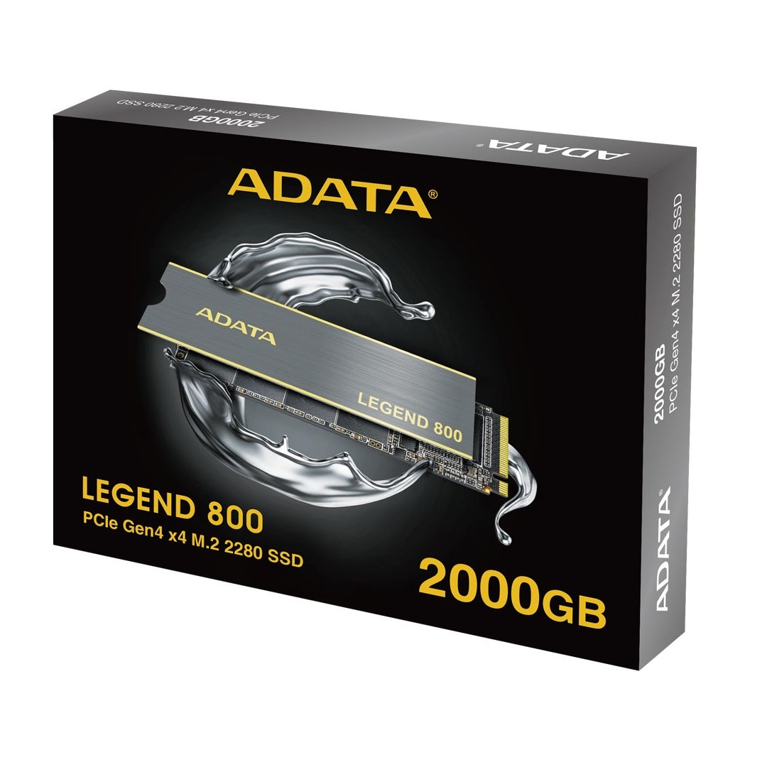 UNIDAD DE ESTADO SOLIDO SSD INTERNO ADATA LEGEND 800 2TB M.2 2280 NVME PCIE GEN 4X4 LECT. 3500 ESCRIT.2800 MBS PC LAPTOP MINIPC 3DNAND DISIPADOR (ALEG-800-2000GCS)