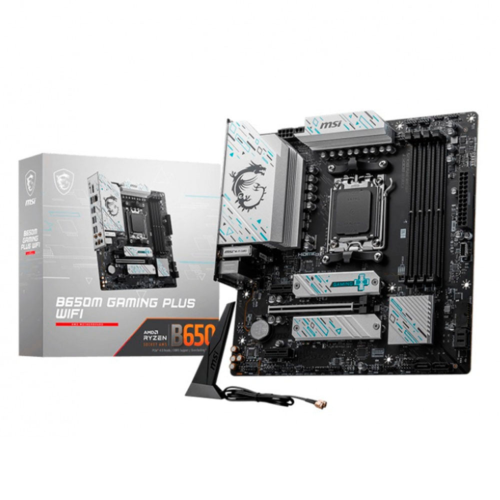 TARJETA MADRE MSI B650M GAMING PLUS WIFI AM5 4xDDR5 HDMI DP 2xM.2 MATX