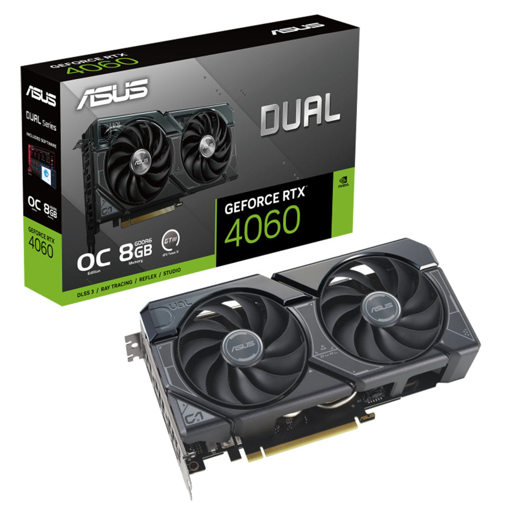 TARJETA DE VIDEO ASUS (DUAL-RTX4060-O8G-EVO) DDR6, 128BIT,PCI-E 4.0,HDMI 2.1,3*DP1.4A,DUAL FAN