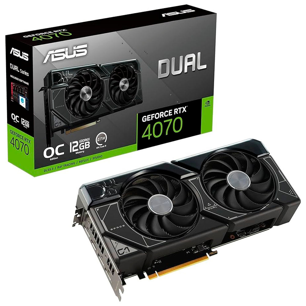 TARJETA DE VIDEO ASUS (DUAL-RTX4070-O12G) DDR6 192BIT PCIE4.0 HDMI2.1 3xDP1.4A DOBLE VENT