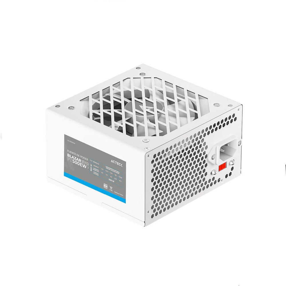 FUENTE DE PODER ACTECK BLAZAR EVO FT500EW / ATX / 500 W / NO MODULAR / VENTILADOR 120 MM / SWITCH DE VOLTAJE / BLANCO / ES-05001EW