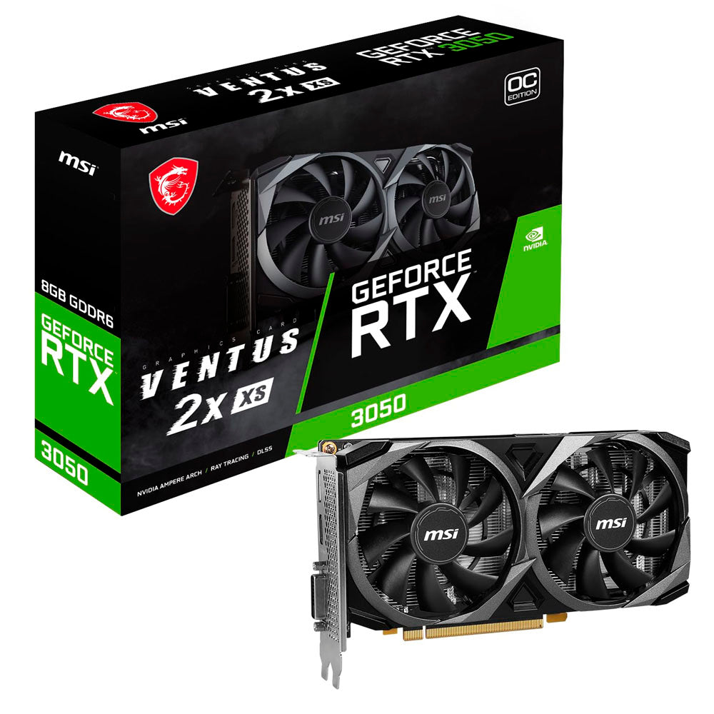 TARJETA DE VIDEO MSI GEFORCE RTX 3050 VENTUS 2X XS OC 8GB GDDR6 PCIE4X8 HDMI DP DL-DVI-D