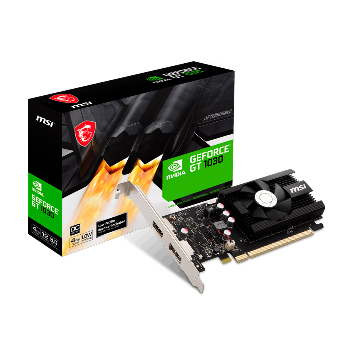 TARJETA DE VIDEO MSI NVIDIA GT 1030 4GB GDDR4 DP1.4 HDMI2.0B C/BRACKET BAJO PERFIL