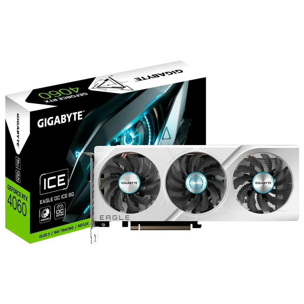 TARJETA DE VIDEO GIGABYTE GEFORCE RTX 4060 EAGLE OC ICE 8G GDDR6 2HDMI 2DP GV N4060EAGLEOC ICE 8GD