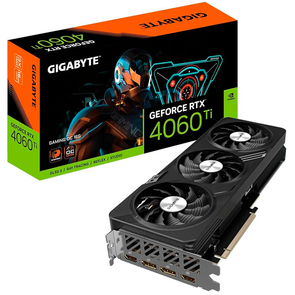 TARJETA DE VIDEO GIGABYTE (GV-N406TGAMING OC-16GD) RTX 4060TI 16GB GDDR6 PCIE4.0 2xHDMI 2xDP TRIPLE VENT