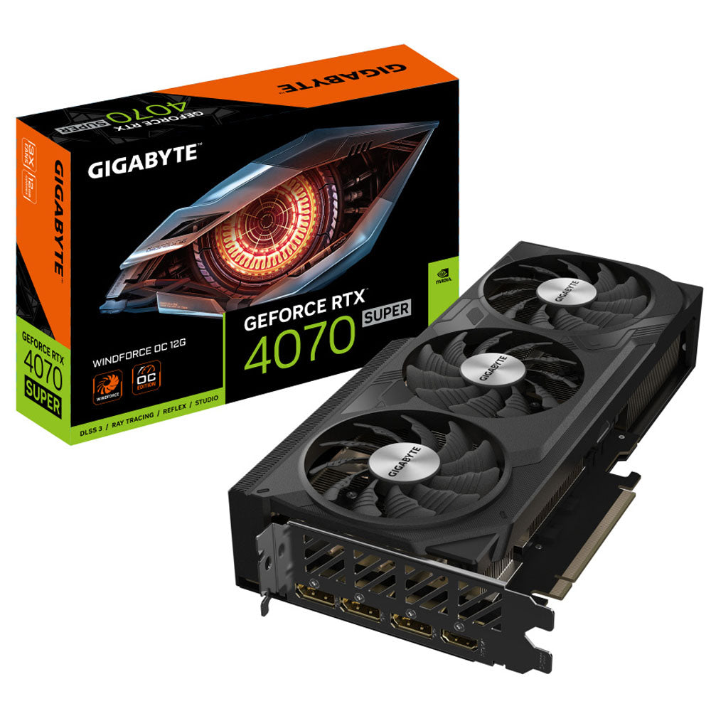 TARJETA DE VIDEO GIGABYTE GEFORCE RTX 4070 SUPER WINDFORCE OC 12GB GDDR6 PCIE4.0 HDMI 3xDP GV-N407SWF3OC-12GD