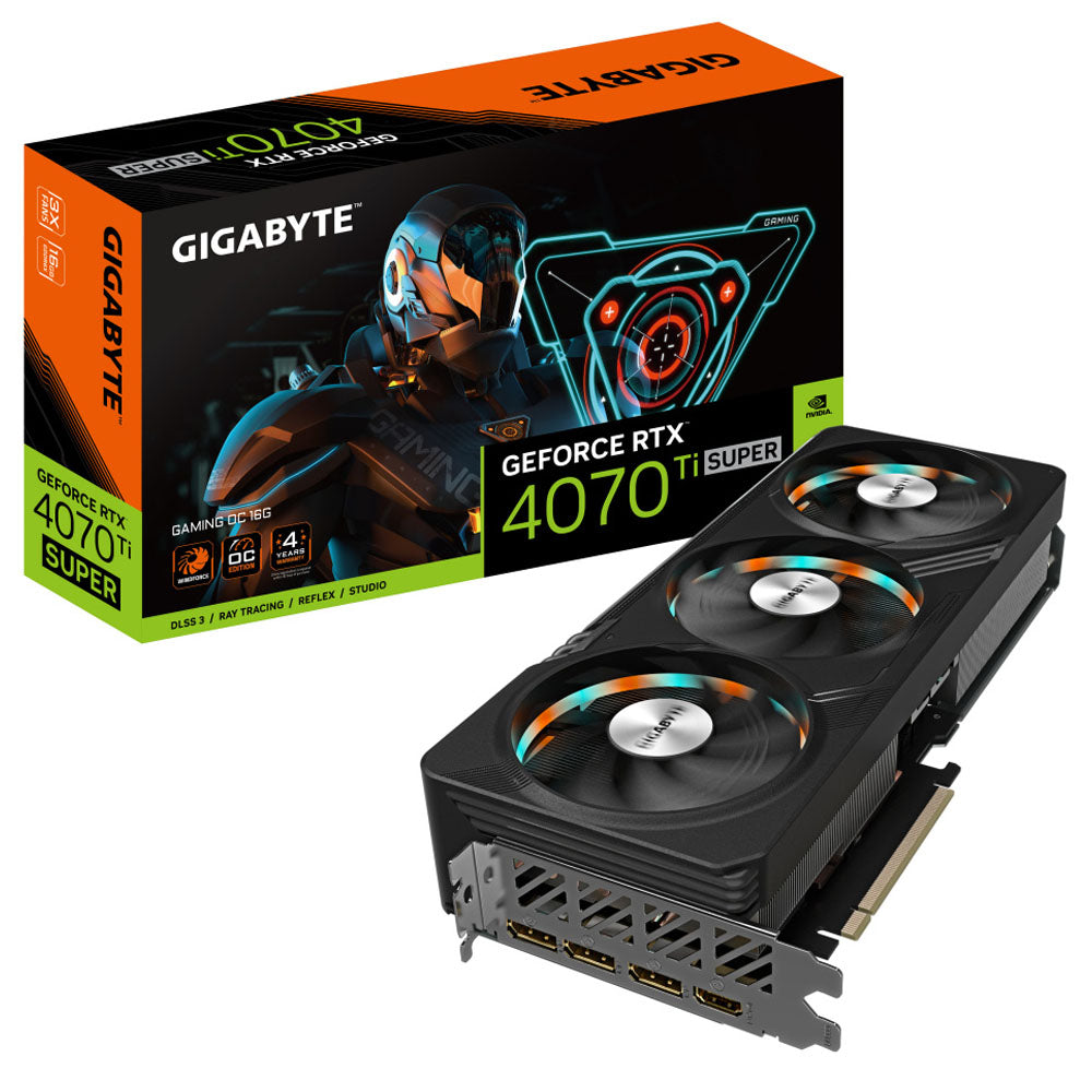 TARJETA DE VIDEO GIGABYTE GEFORCE RTX 4070 TI SUPER GAMING OC 16GB GDDR6 PCIE4.0 HDMI 3xDP GV-N407TSGAMING OC-16GD