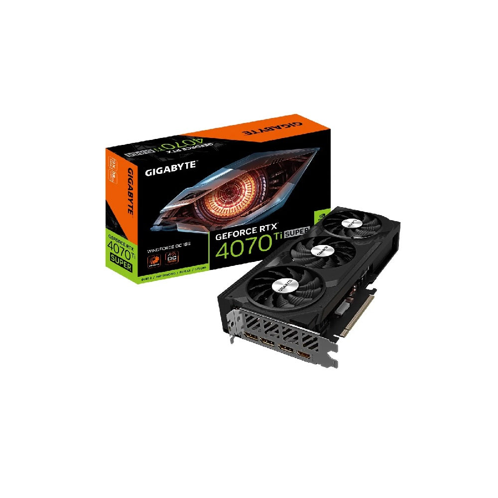 TARJETA DE VIDEO GIGABYTE NVIDIA RTX 4070 TI SUPER / 16GB / GDDR6X / PCI-E 4.0 / HDMI 2.1 / DP X3 / ALTA GAMA GAMER