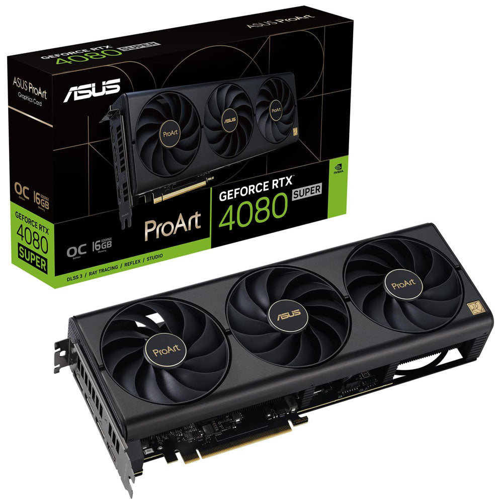 TARJETA DE VIDEO ASUS PROART GEFROCE RTX 4080 SUPER 16GB GDDR6X 192BIT PCIE4.0 HDMI2.1A 3xDP1.4A TRIPLE VENT PROART-RTX4080S-O16G