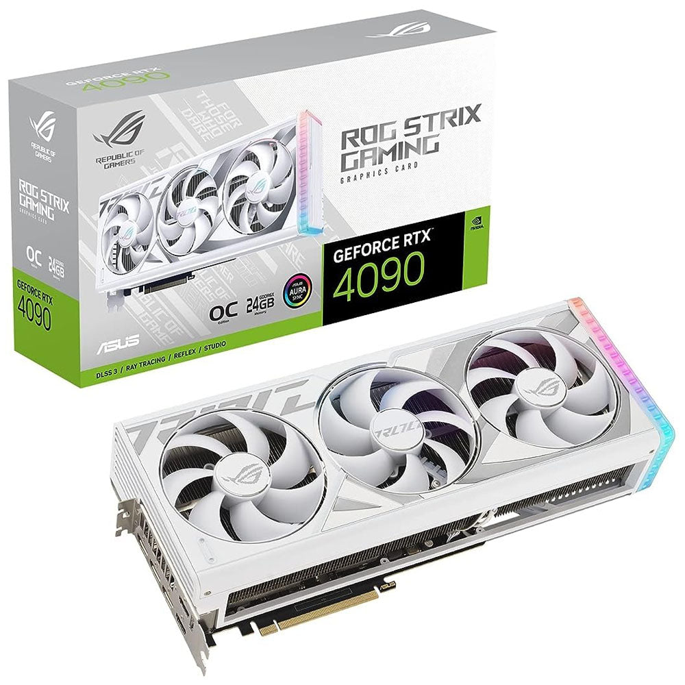 TARJETA DE VIDEO ASUS ROG STRIX GEFORCE RTX 4090 WHITE OC EDITION 24GB GDDR6X 384BIT PCIE4.0 2xHDMI2.1A 3xDP1.4A ROG-STRIX-RTX4090-O24G-WHITE