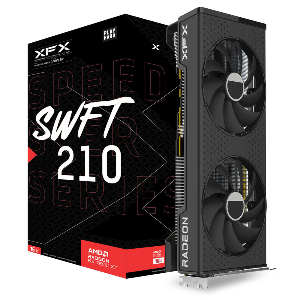 TARJETA DE VIDEO XFX (RX-76TSWFTFP) SPEEDSTER SWFT 210 RADEON RX7600XT,16GB GDDR6, 2359MHZ,3*DP,HDMI