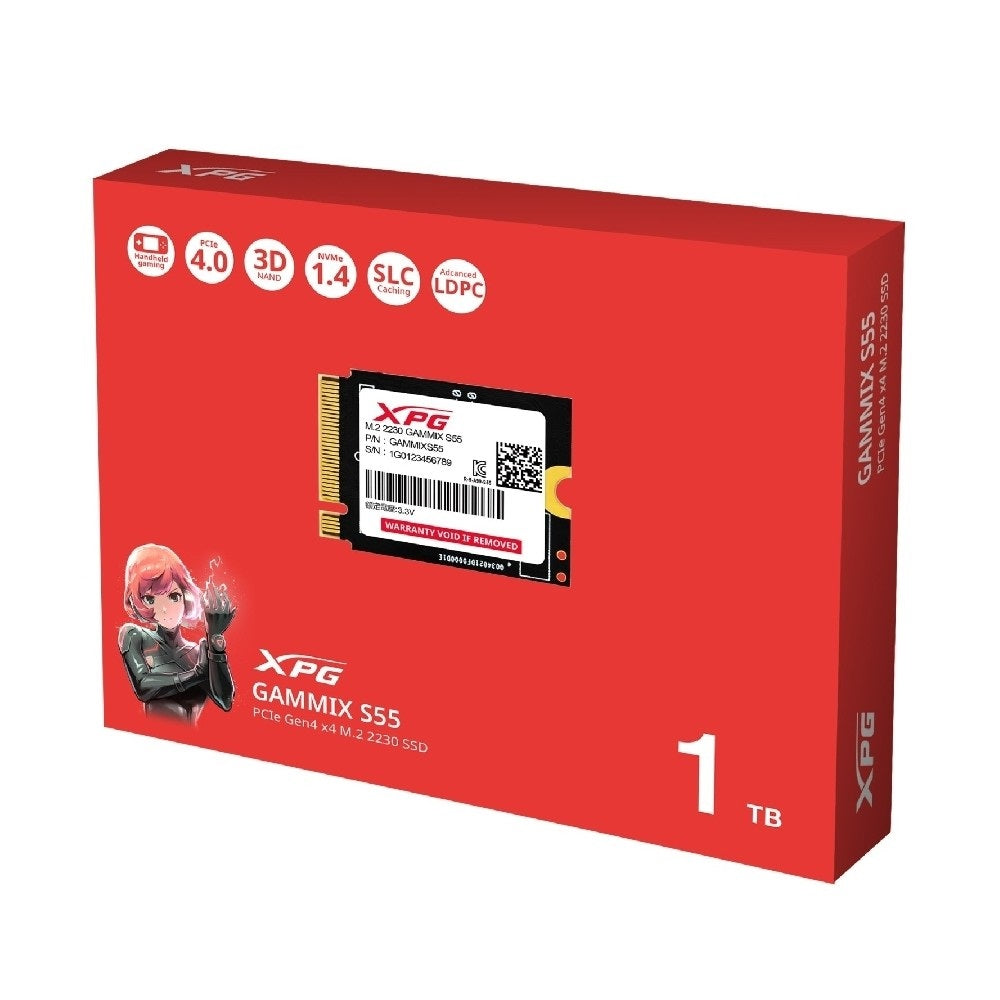SSD INTERNO ADATA XPG GAMMIX S55 1TB M.2 2230 PCIE GEN4X4 5.000 Y 3.700 MBs SGAMMIXS55 1T C