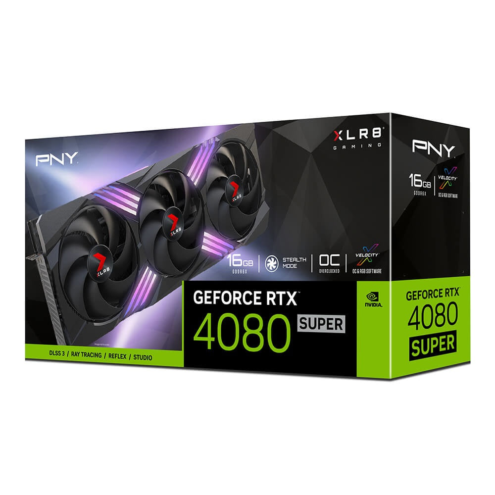 TARJETA DE VIDEO PNY NVIDIA RTX 4080 SUPER ARGB TRIPL FAN XLR8 OC / 16GB GDDR6X / 3X DP 1.4A / HDMI 2.1 / PCIE 4.0 X16 / GAMA ALTA/ GAMER