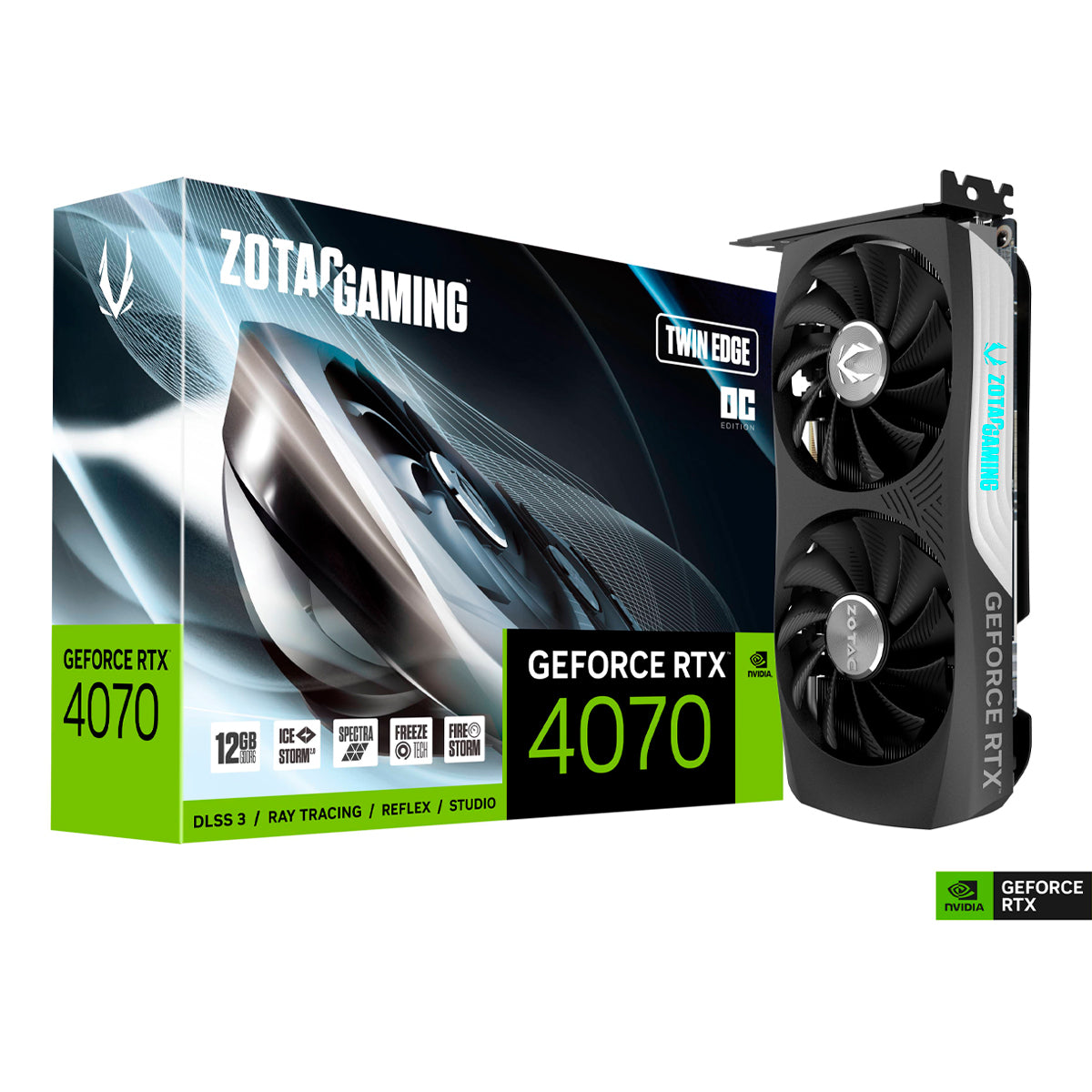 TARJETA DE VIDEO ZOTAC (ZT-D40740H-10M) RTX 4070 TWIN EDGE OC 12GB GDDR6, 192BIT, 2490/20000, HDCP