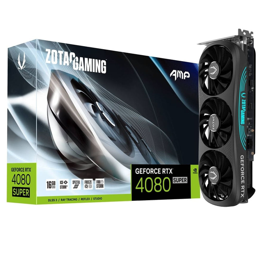 TARJETA DE VIDEO ZOTAC GEFORCE RTX 4080 SUPER AMP 16GB GDDR6X 256BIT 3xDP HDMI TRIPLE VENT ZT-D40820F-10P