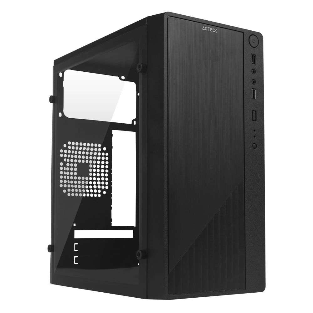 GABINETE ACTECK KIOTO GC220 MICRO ATX SLIM FUENTE 500W PANEL ACRILICO METAL NEGRO AC-933063