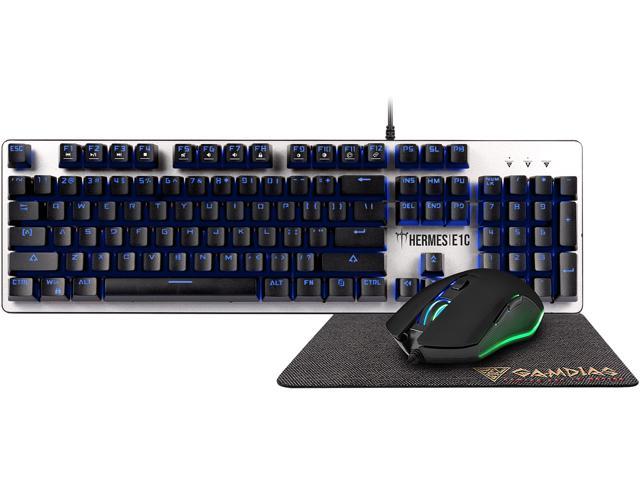 COMBO TECLADO MECANICO - MOUSE - MOUSEPAD GAMDIAS HERMES E1C RGB BLUE SWITCH