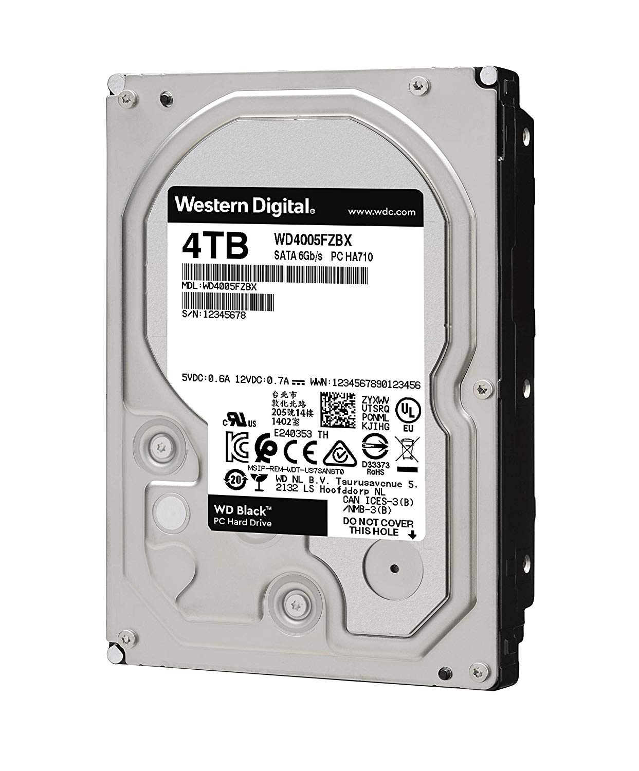 DISCO DURO INTERNO WD BLACK 3.5 4TB SATA3 6GB/S 256MB 7200RPM WD4005FZBX