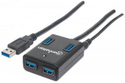 HUB MANHATTAN NEGRO 4 PUERTOS USB 3.0 ENERGIZADOS 162302