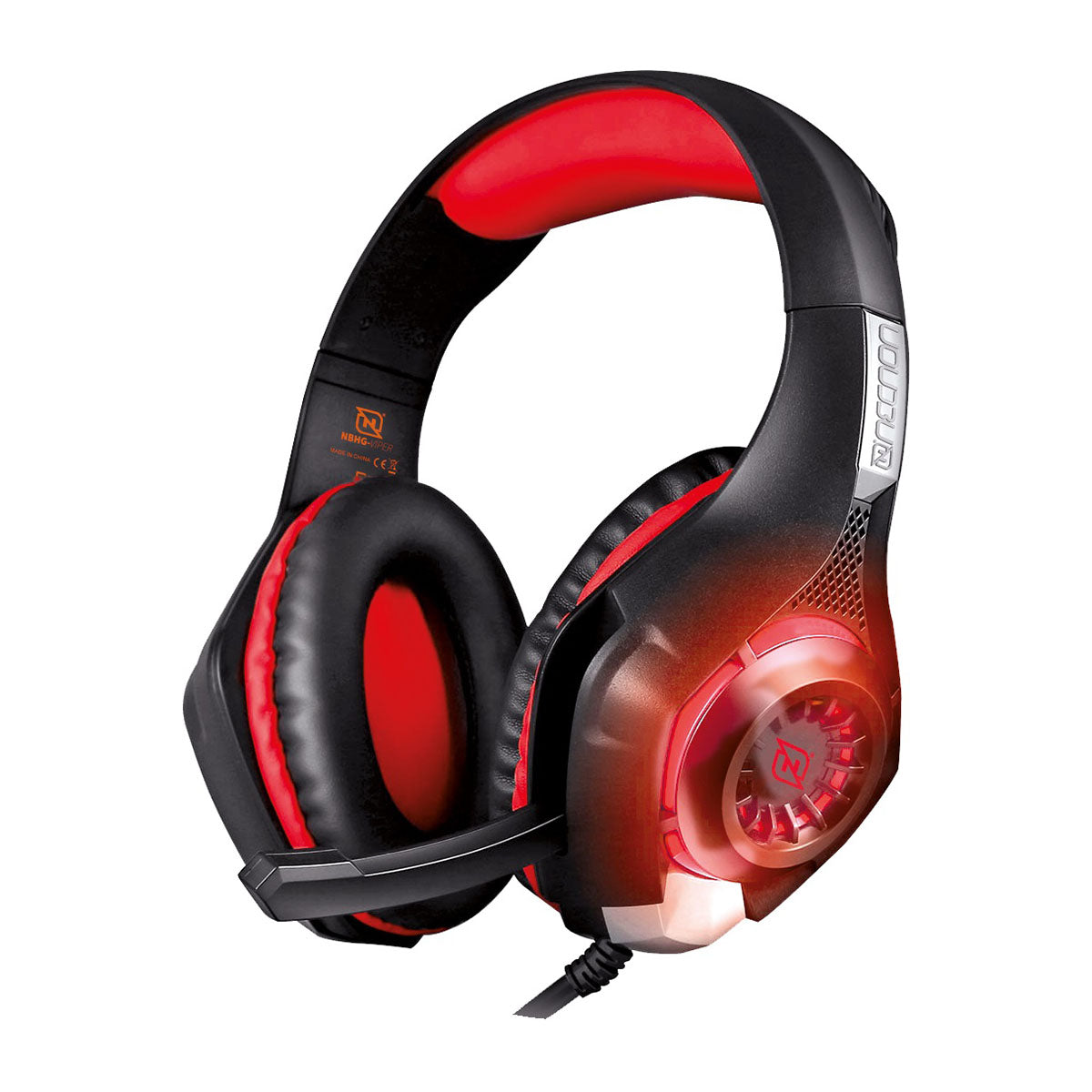 AURICULARES NECNON (NBHG-VIPER-RJ) GAMER,CONTROL VOLUMEN,LED,CONECTOR 3.5,ADAPTADOR DOBLE 3.5,ROJO