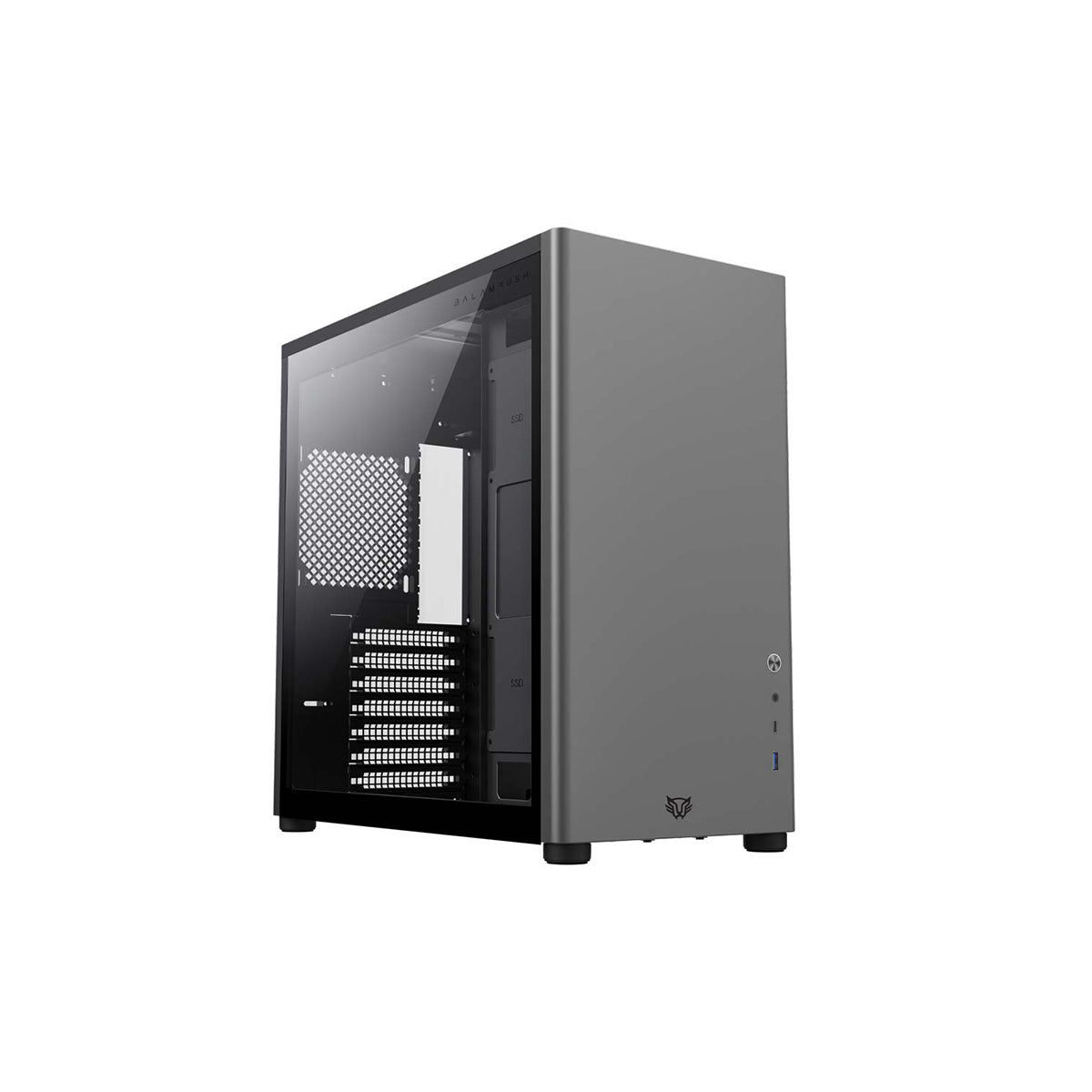 GABINETE BALAM RUSH (BR-935654) ERIS SPECIAL GM985,ATX,1*USB 3.0,1*USB C,CRISTAL TEMP,GRIS