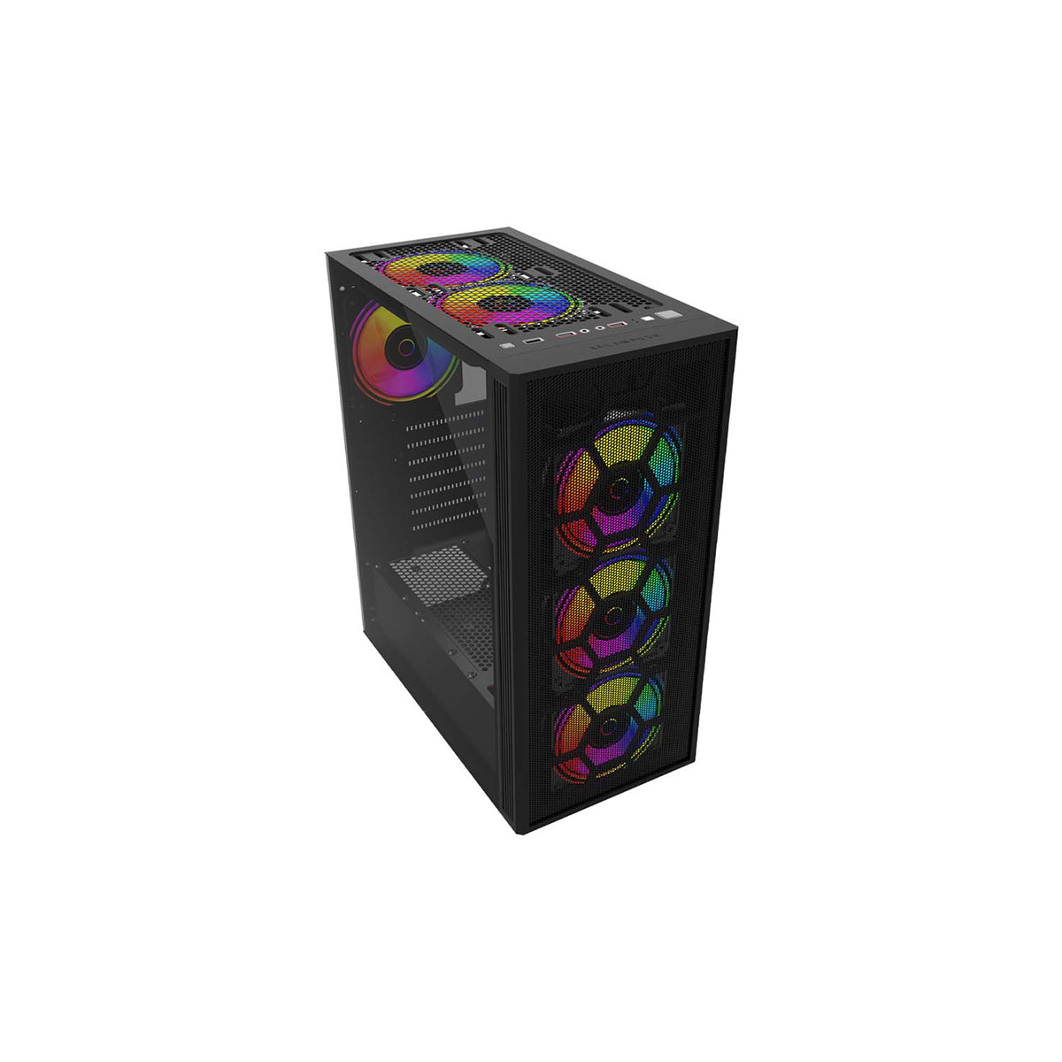 GABINETE BALAM RUSH (BR-935982) DRAGONFLY II MESHGM740,ATX,1*USB 3.0,CRISTAL TEMP,MALLA,NEGRO