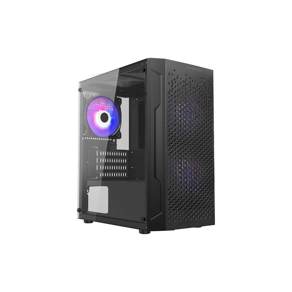 GABINETE BALAM RUSH (BR-936118) ARTIC GI725,MICROATX,1*USB 3.0,CRISTAL TEMP,NEGRO