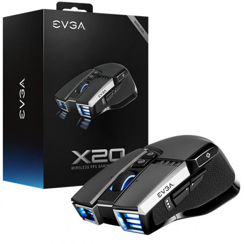 MOUSE EVGA GAMING X20 INALAMBRICO PERSONALIZABLE 16000 PPP 5 PERFILES 10 BOTONES 903 T1 20GR KR