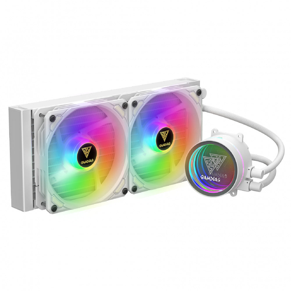 ENFRIAMIENTO LIQUIDO GAMDIAS CHIONE M3-240W 2VENT 120MM RGB BLANCO
