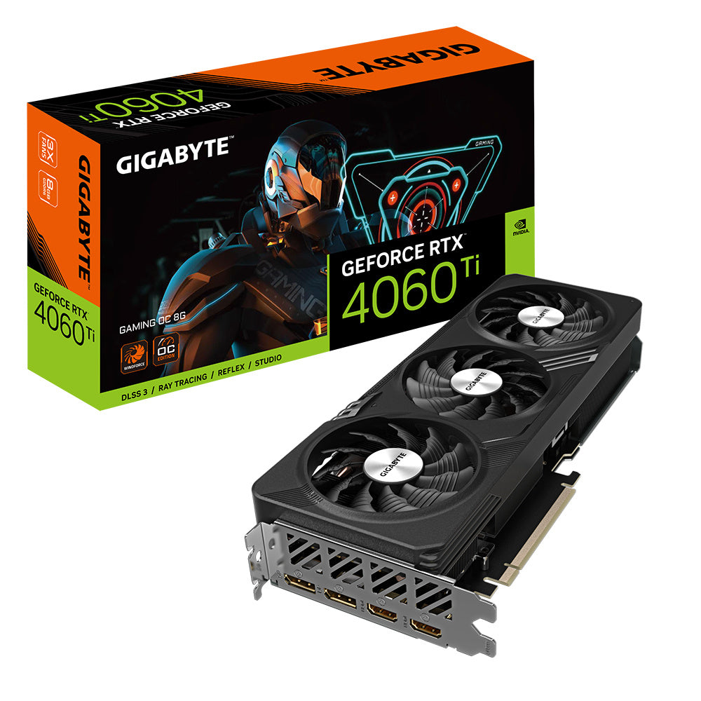 TARJETA DE VIDEO GIGABYTE (GV-N406TGAMING OC-8GD)RTX 4060 TI, 8GB GDDR6,PCIE 4.0, 2*HDMI,2*DP,3 FAN