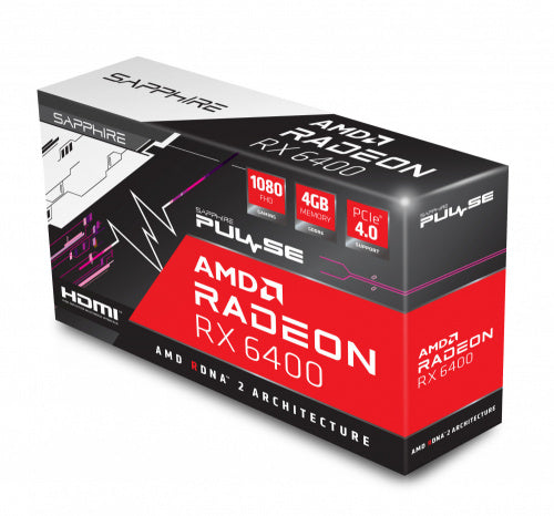 TARJETA DE VIDEO SAPPHIRE AMD RADEON RX6400 GAMING 4GB GDDR6 HDMI DP BKT CORTO 11315-01-20G
