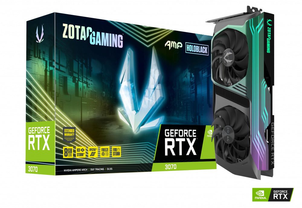 TARJETA DE VIDEO ZOTAC (ZT-A30700F-10PLHR) RTX3070AMP HOLO LHR 8G,PCI-E 4.0,1*HDMI,3*DP 1.4,2*FAN