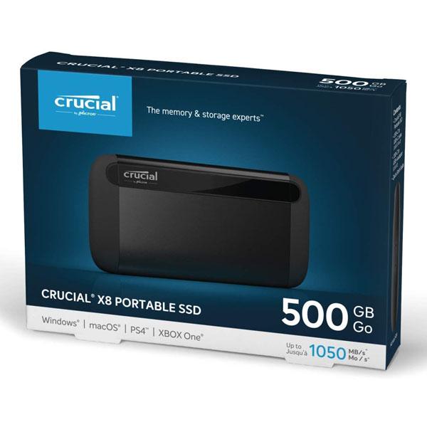 UNIDAD ESTADO SOLIDO EXTERNA CRUCIAL X8 500GB USB 3.1 Gen-2 CT500X8SSD9