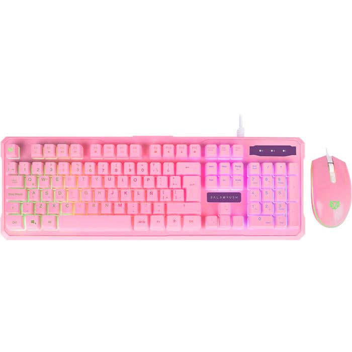 COMBO TECLADO Y MOUSE BALAM RUSH SQUAD KTM330 USB LED ANTI-GHOSTING ROSA BR-932769