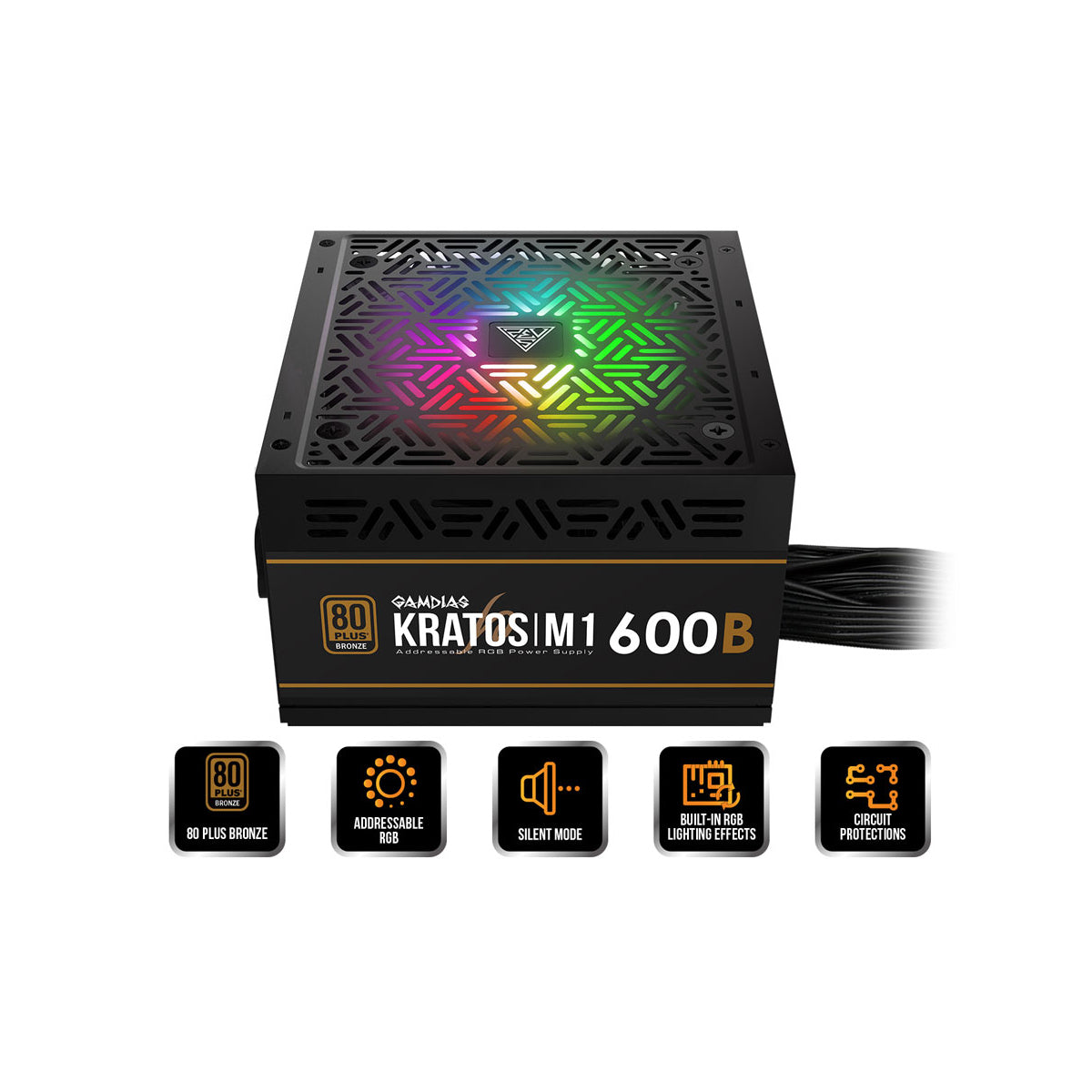 FUENTE DE PODER GAMDIAS KRATOS 600W RGB 80+BRONZE GD-KRATOS M1-600B