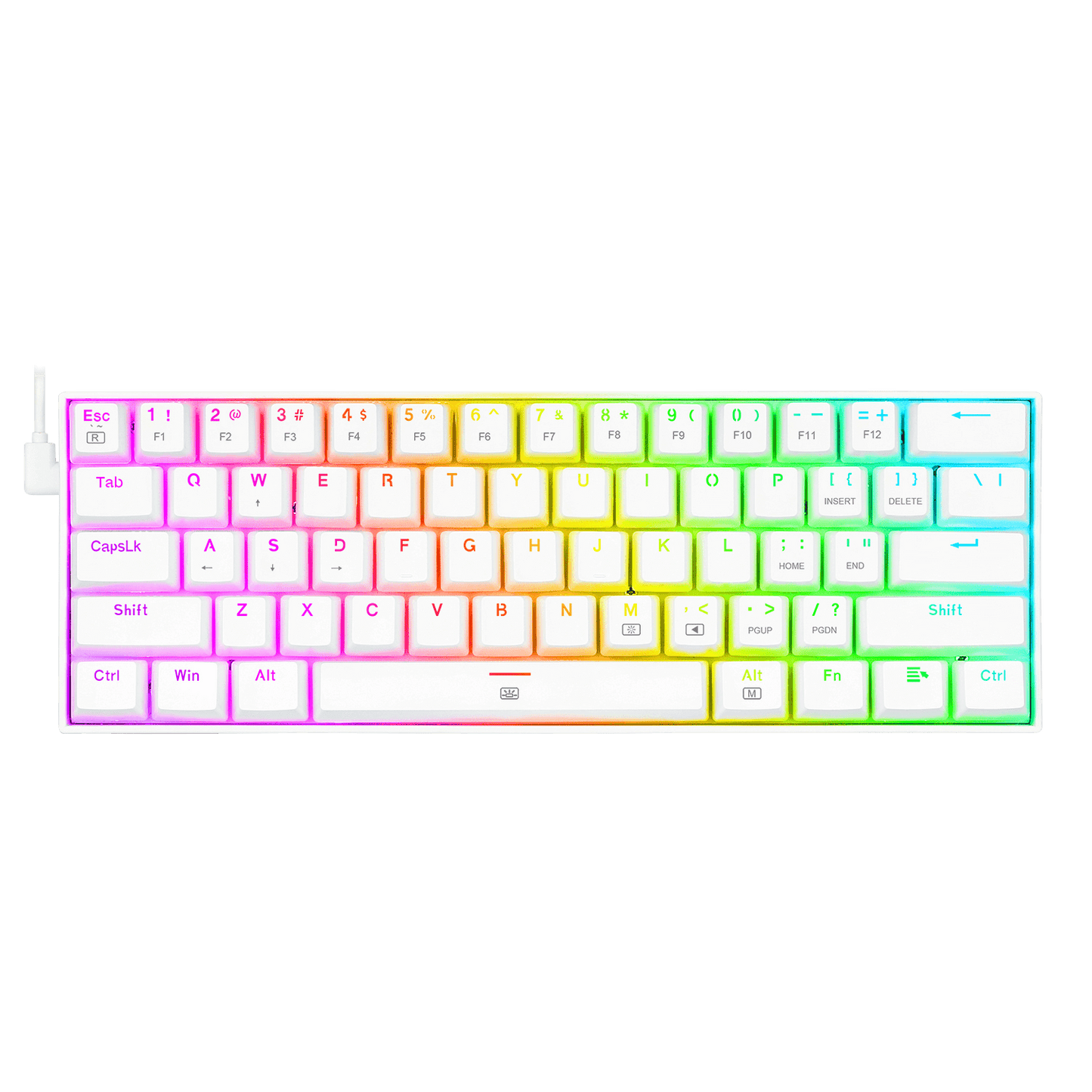 TECLADO MECANICO REDRAGON DRAGONBORN BLANCO SWITCH ROJO RGB 60% K630W-RGB