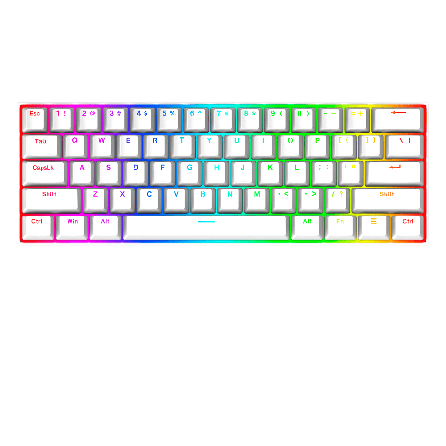 TECLADO MECANICO REDRAGON DRAGONBORN BLANCO SWITCH ROJO RGB 60% K630W-RGB