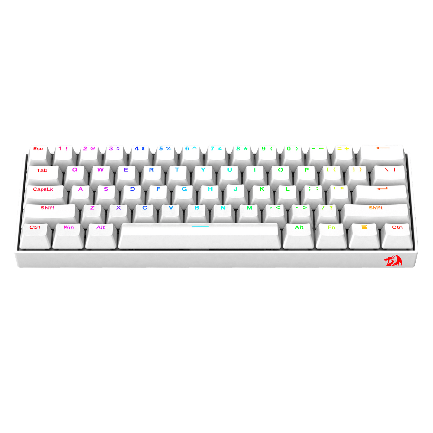 TECLADO MECANICO REDRAGON DRAGONBORN BLANCO SWITCH ROJO RGB 60% K630W-RGB