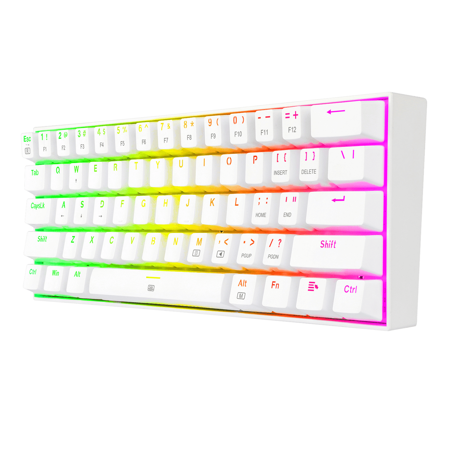 TECLADO MECANICO REDRAGON DRAGONBORN BLANCO SWITCH ROJO RGB 60% K630W-RGB