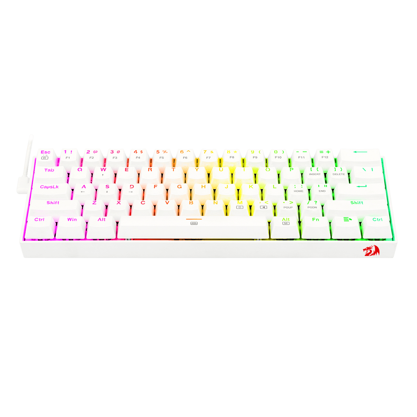 TECLADO MECANICO REDRAGON DRAGONBORN BLANCO SWITCH ROJO RGB 60% K630W-RGB