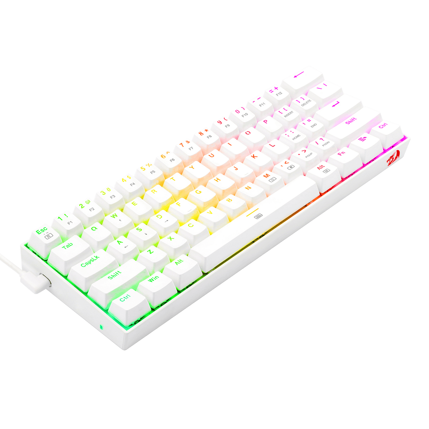 TECLADO MECANICO REDRAGON DRAGONBORN BLANCO SWITCH ROJO RGB 60% K630W-RGB