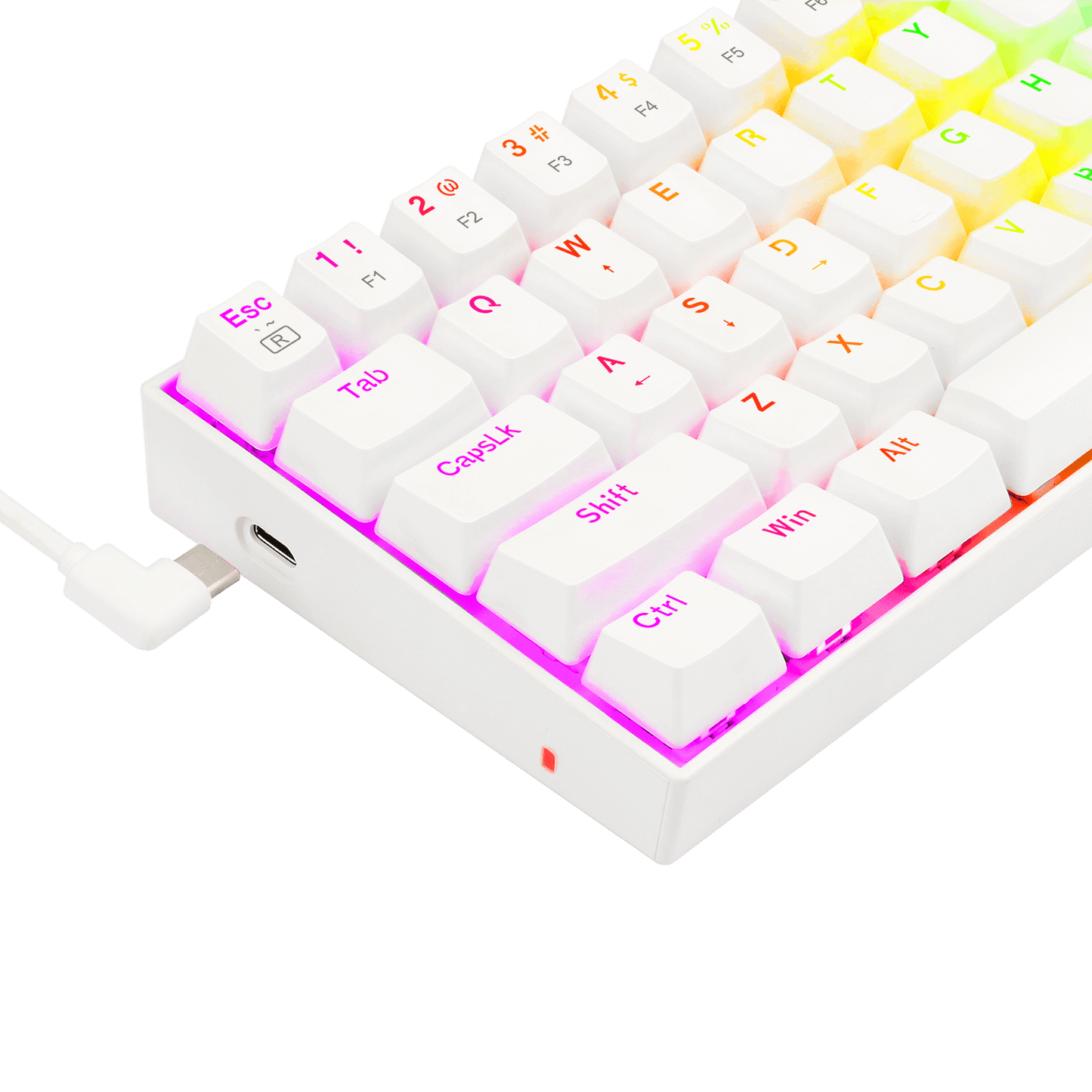 TECLADO MECANICO REDRAGON DRAGONBORN BLANCO SWITCH ROJO RGB 60% K630W-RGB