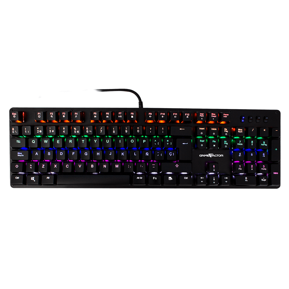 TECLADO MECANICO GAME FACTOR SWITCH KRED BLUE ESPANOL MULTICOLOR KBG400-BL