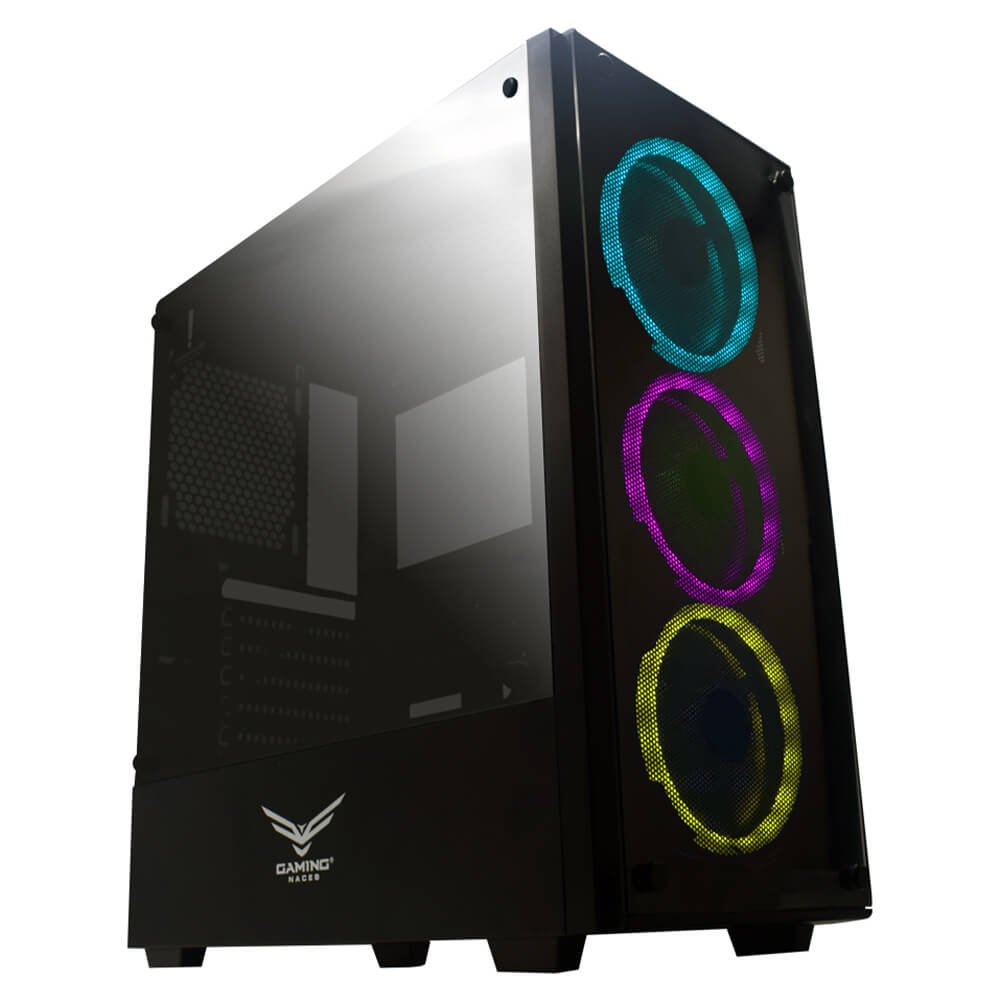 GABINETE NACEB PLAYER CRISTAL 3VENT RGB ATX NA-0603