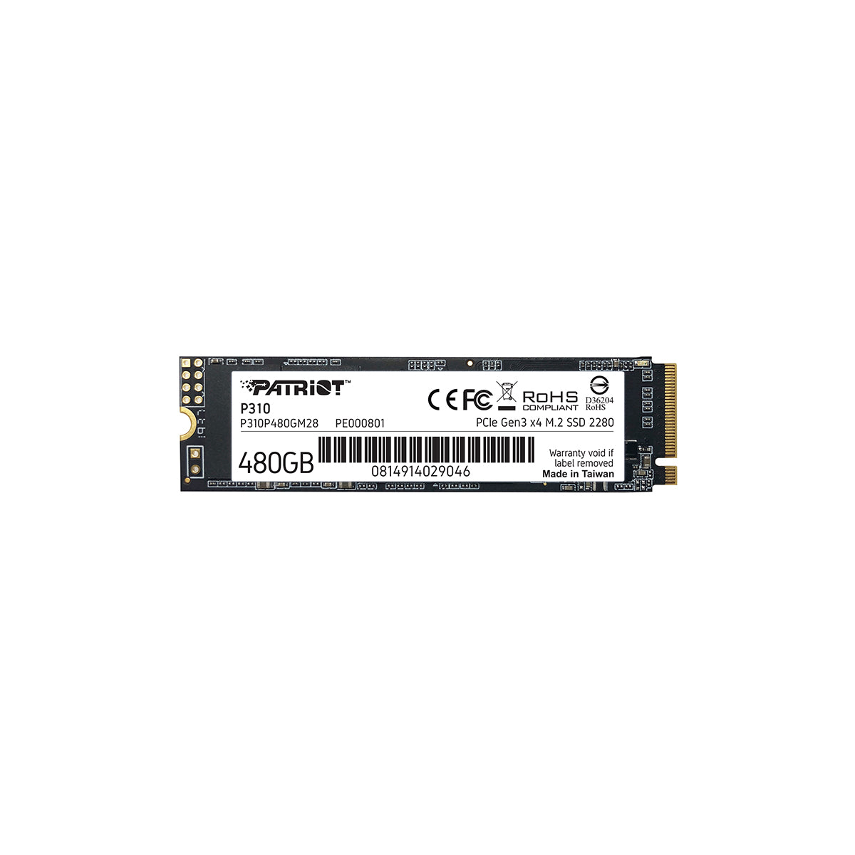 UNIDAD DE ESTADO SOLIDO SSD PATRIOT 480GB M.2 P310 PCIE3.0 NVME 2280 P310P480GM28