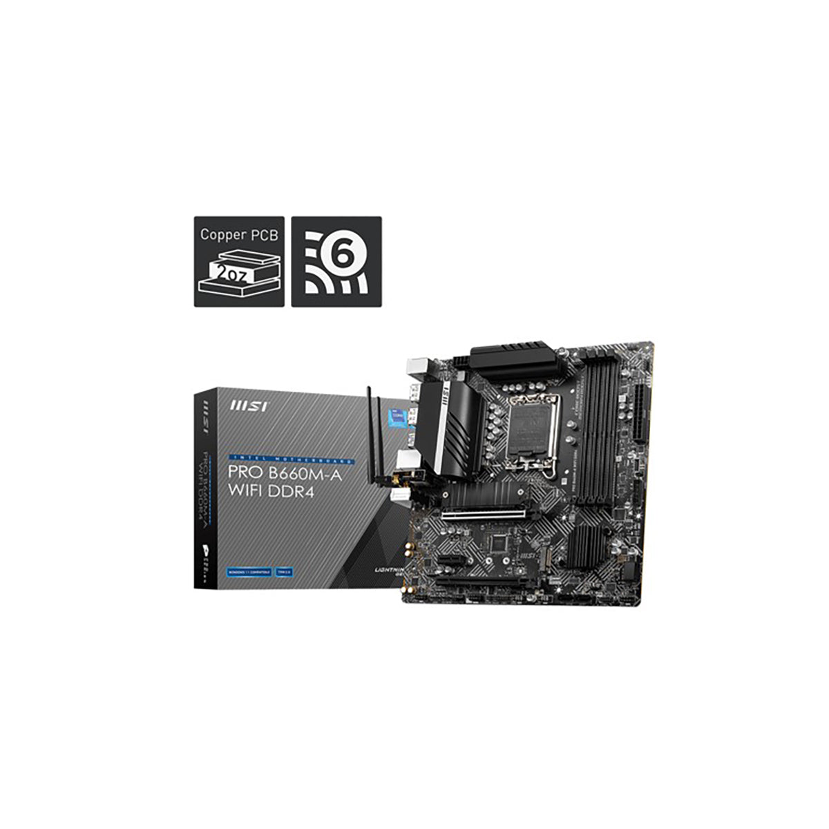 TARJETA MADRE MSI PRO B660M-A WIFI DDR4 1700 4xDDR4 MATX